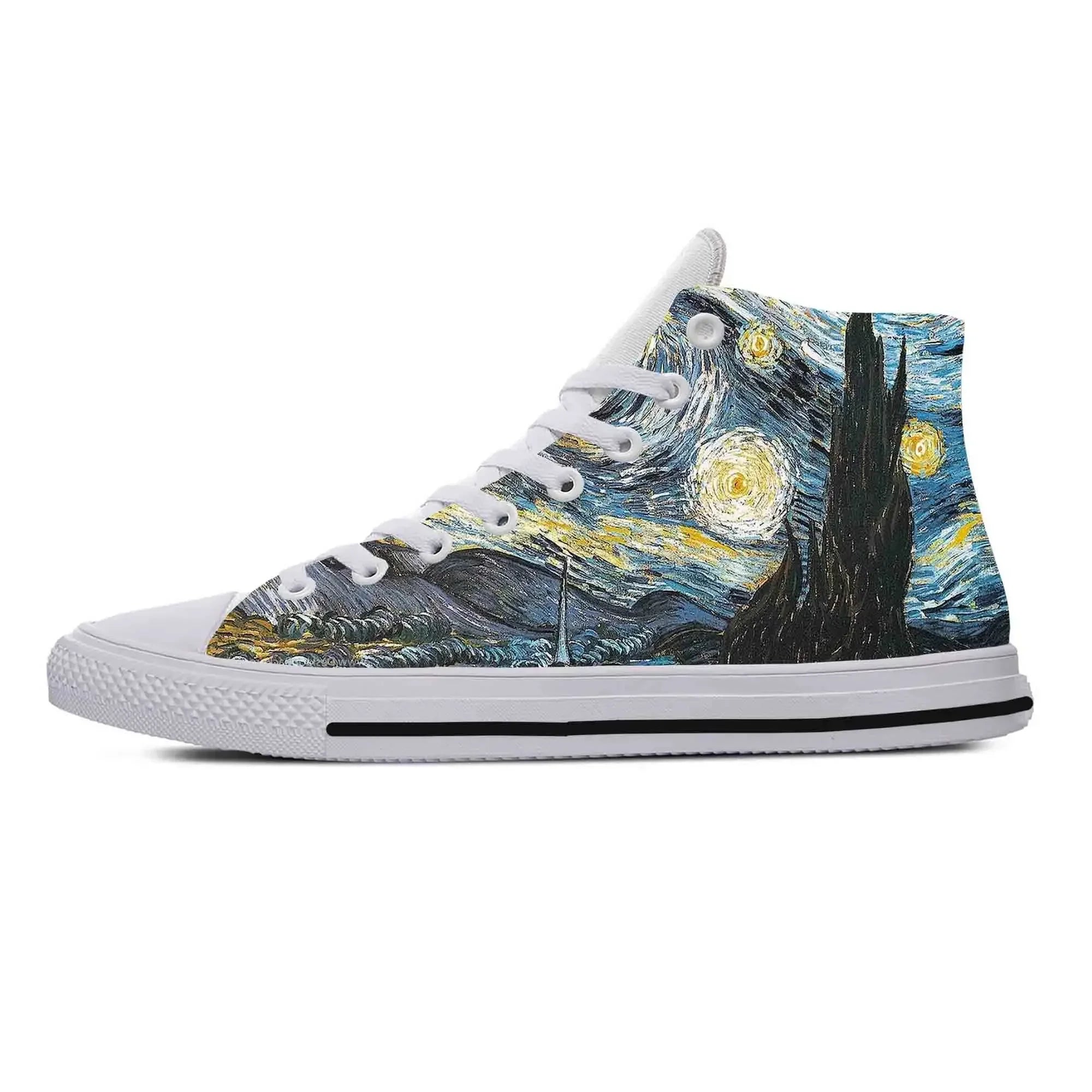Van Gogh Starry Night Oil Painting High-Top Comfortable Sneakers