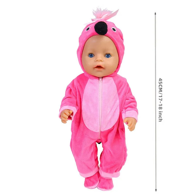 Warm Jumper Jumpsuit & Shoes Set for 17-18 Inch Baby Dolls