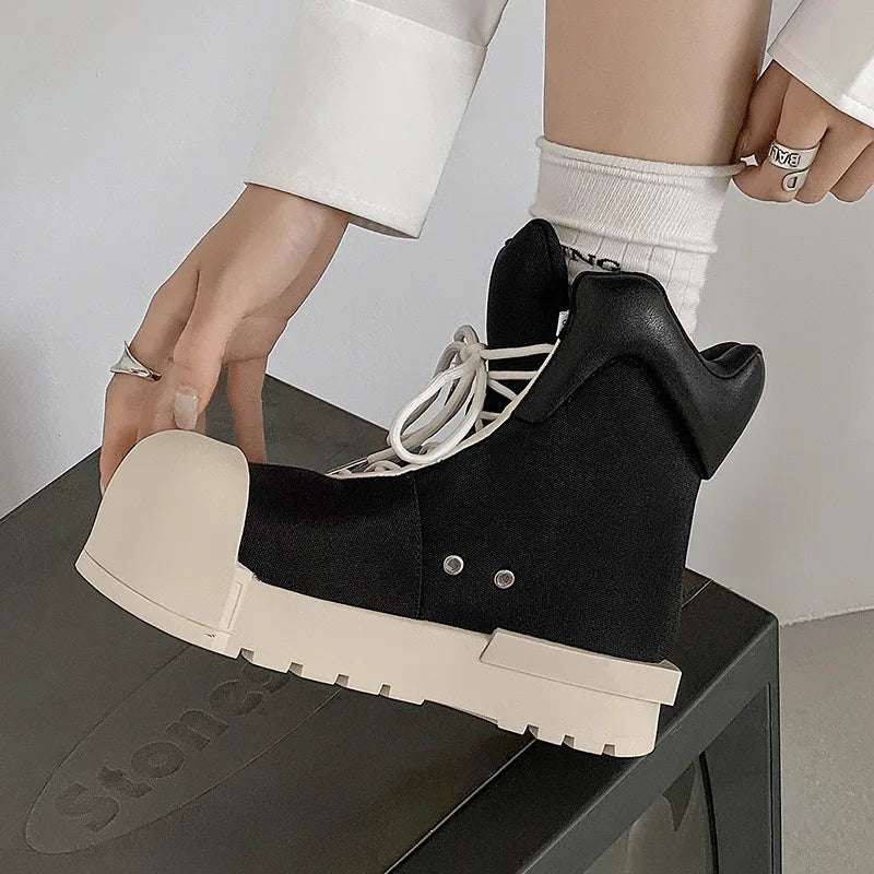 ChunkShell Elevate Sneakers: Big Head Canvas Thick Sole High Top Sneakers