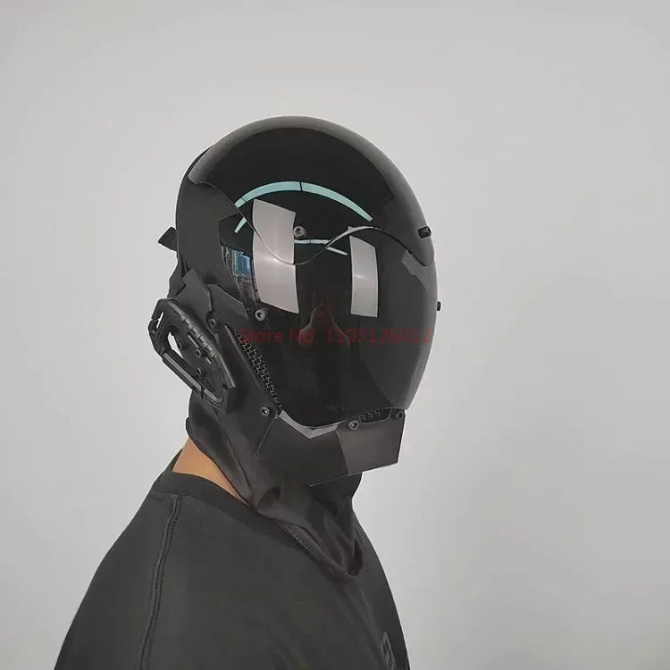 Cyberpunk Helmet Shinobi Mask: Robot Samurai Armor with LED Light