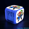 Anime Sonic & Mario Bros Figure Model LED Alarm Clock: 7-Color Touch Light Desk Clock