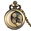 Vintage Antique Cameo Embossed Heart Moon Girl Flip Pocket Watch Pendant Necklaces