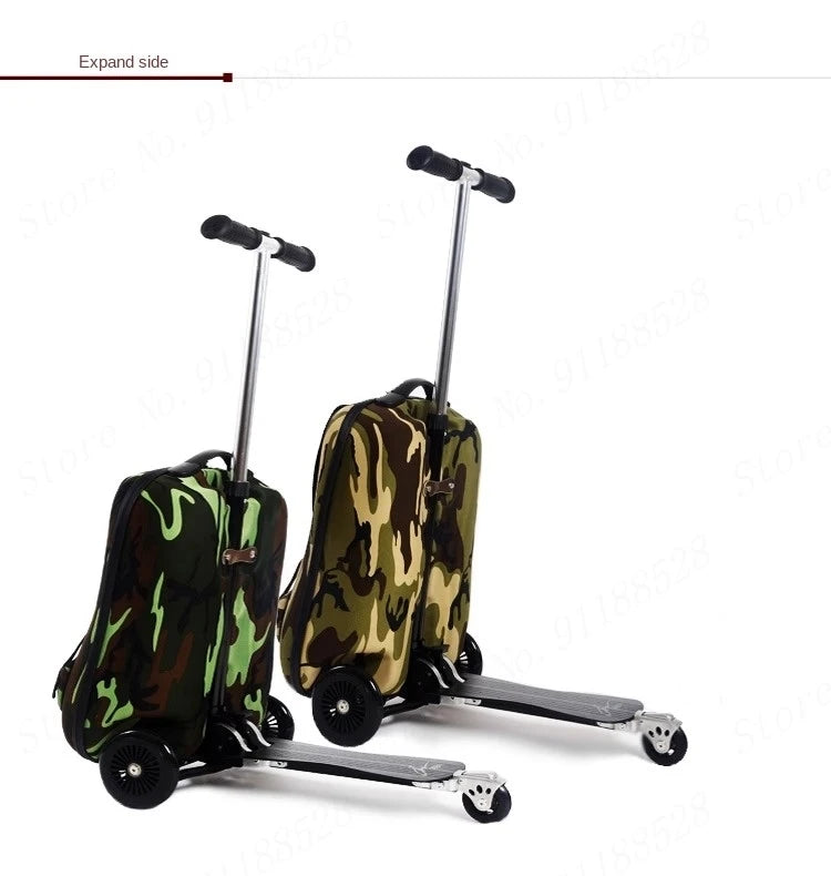 FlexPack Detachable Scooter Suitcase: 20 Inch Detachable Net Red Scooter Backpack