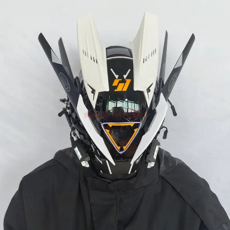 Cyberpunk Helmet Shinobi Mask: Robot Samurai Armor with LED Light