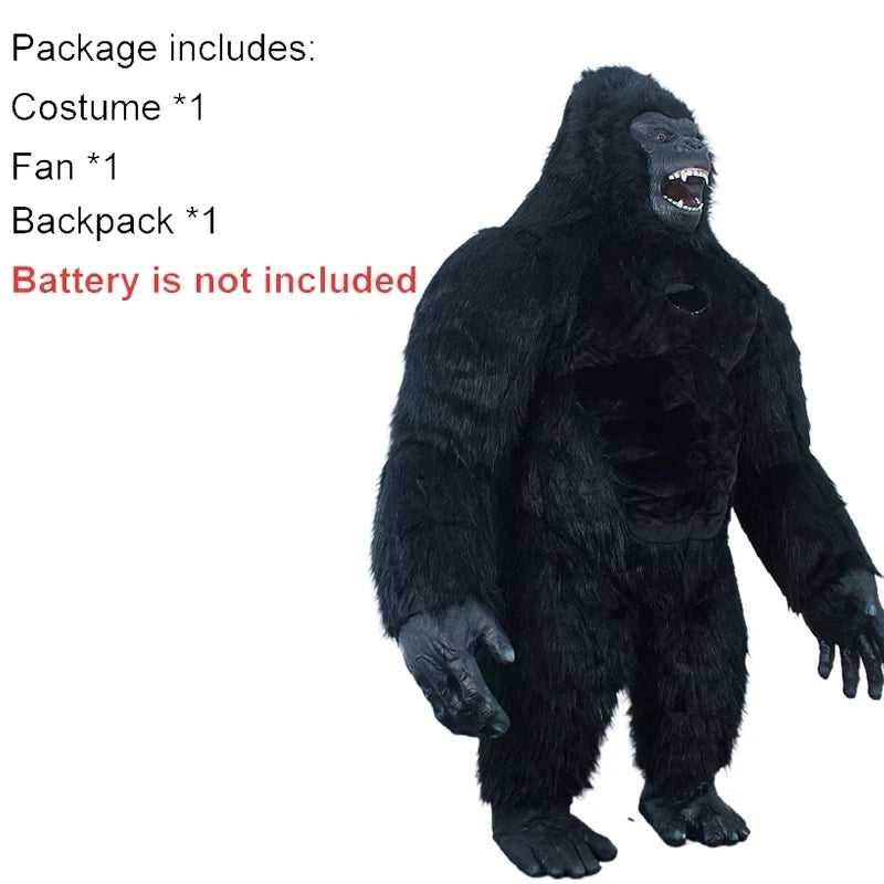 Gorilla Inflatable Costume Mascot: Adult Plush Furry Animal Halloween & Carnival Dress