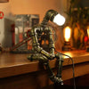 Vintage Steampunk Desk Lamp: Industrial Robot Pipe Light