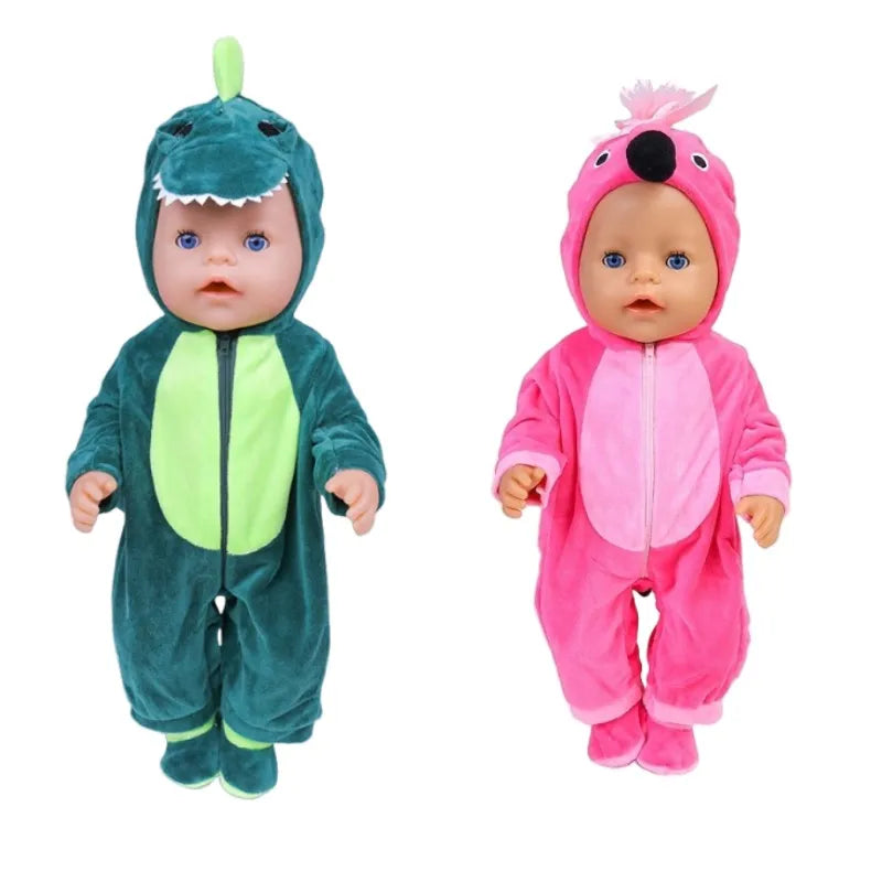 Warm Jumper Jumpsuit & Shoes Set for 17-18 Inch Baby Dolls