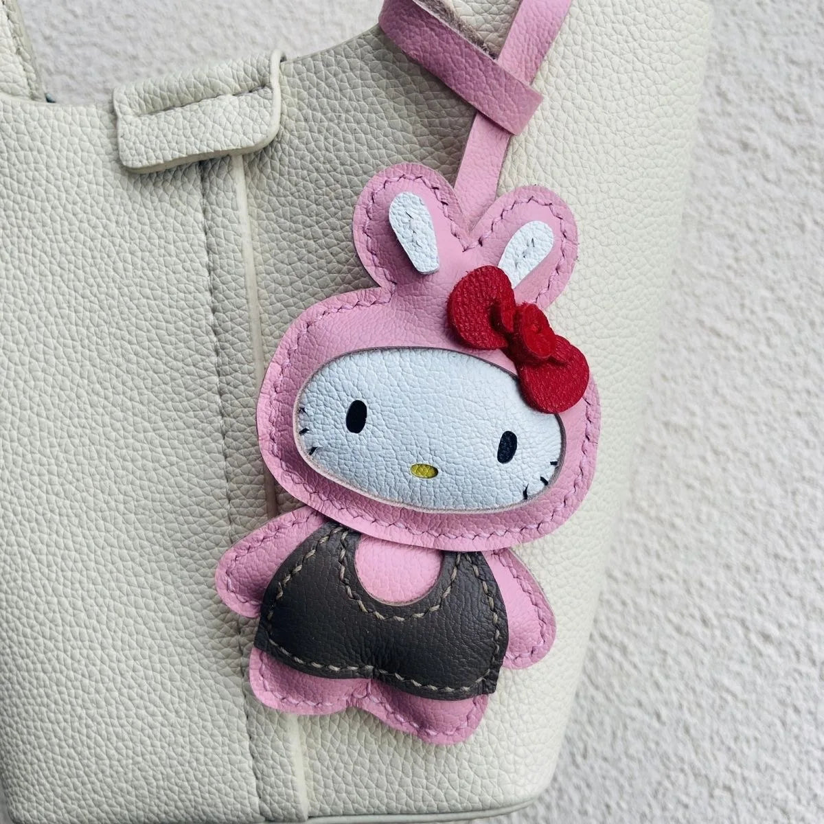 Handmade Leather Hello Kitty Sheep Pendant