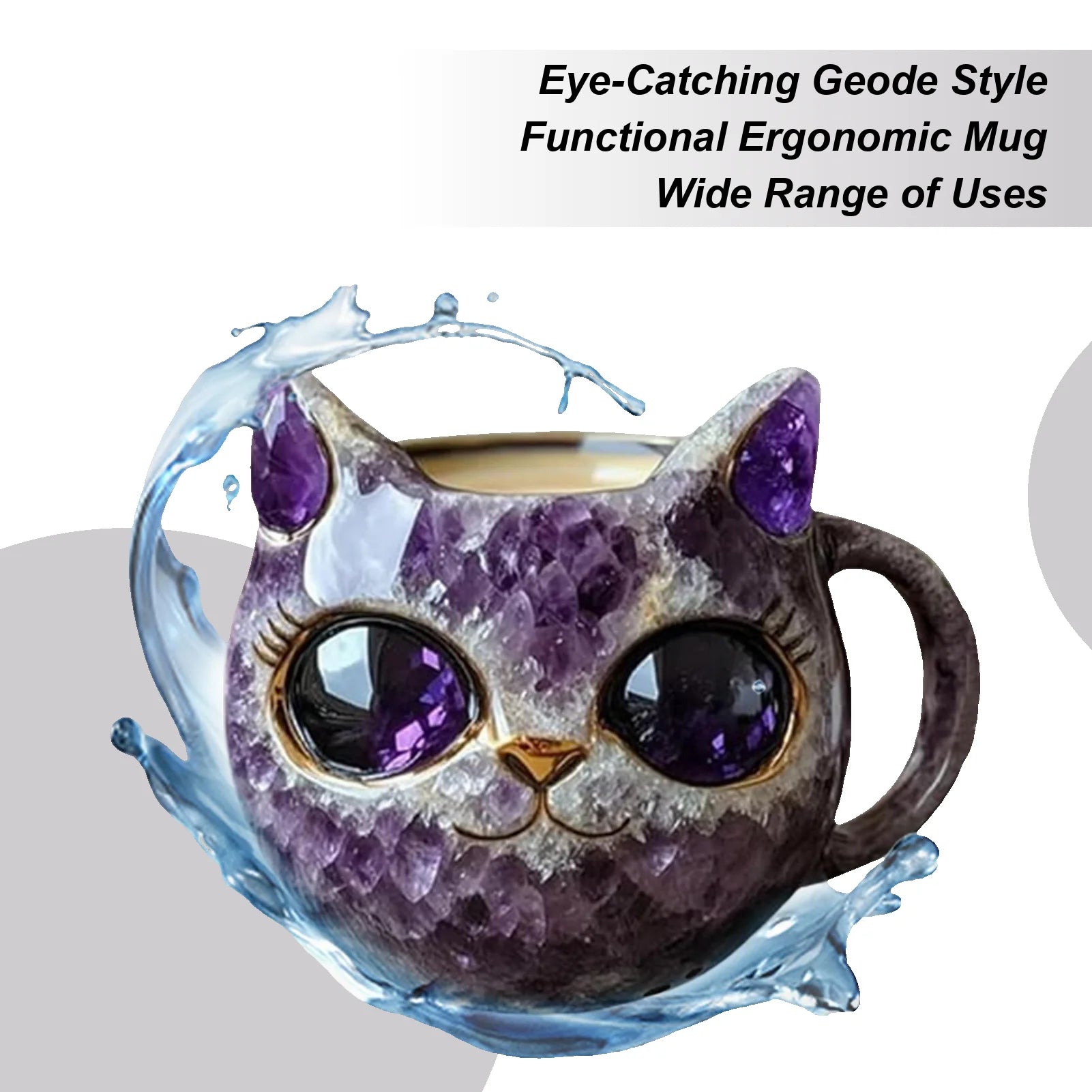 Cat Mineral Crystal Coffee Handmade Mugs