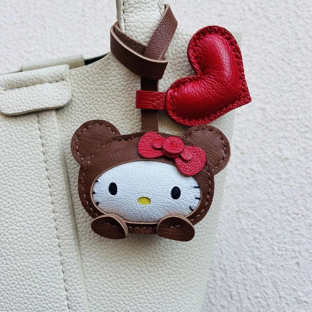Handmade Leather Hello Kitty Sheep Pendant