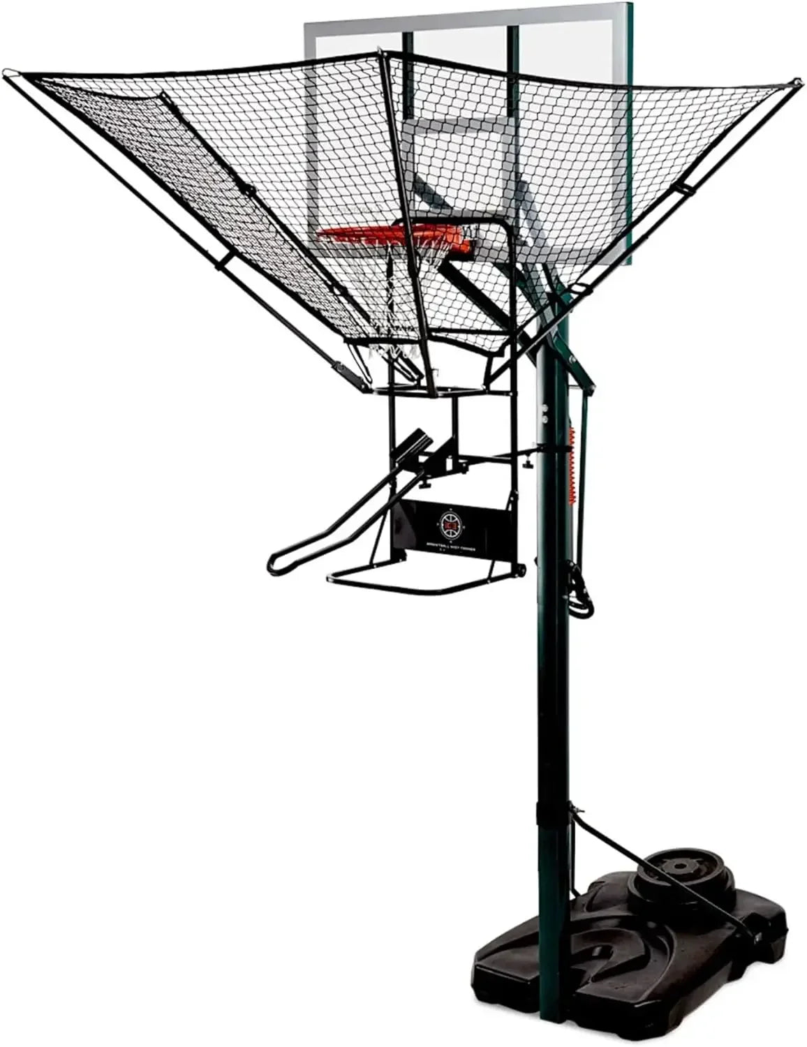 Basketball Rebounder Net Return System With Wall Mounted Hoops