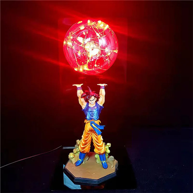 Dragon Ball Z Son Goku Action Figures: DIY Lamp Figure with Strength Bombs LED, Bedroom Decorative Collection Toys