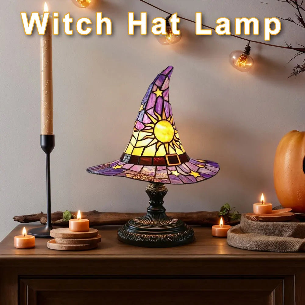 Creative Stained Glass Witch USB Hat Lamp