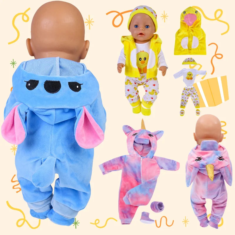 Warm Jumper Jumpsuit & Shoes Set for 17-18 Inch Baby Dolls
