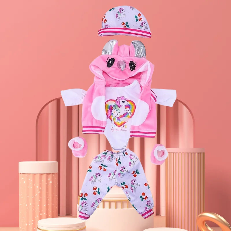 Warm Jumper Jumpsuit & Shoes Set for 17-18 Inch Baby Dolls