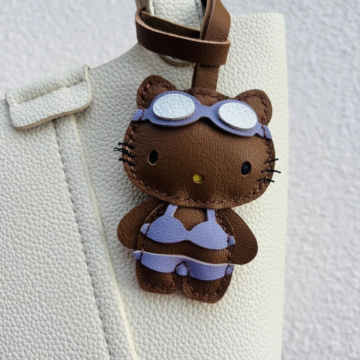 Handmade Leather Hello Kitty Sheep Pendant