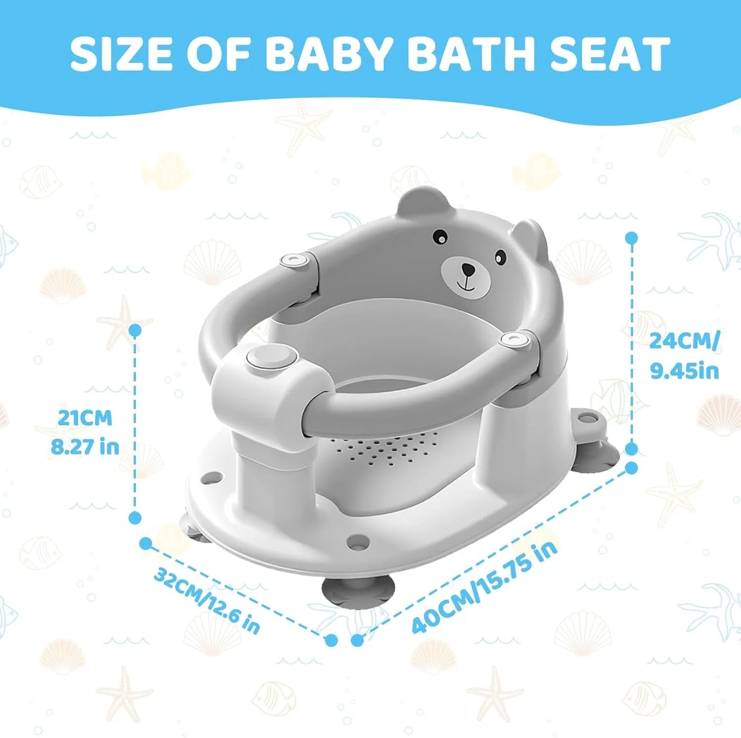 Adorable Bear Bath Seat: Safe, Non-Slip Fun for Babies 6 Months and Up