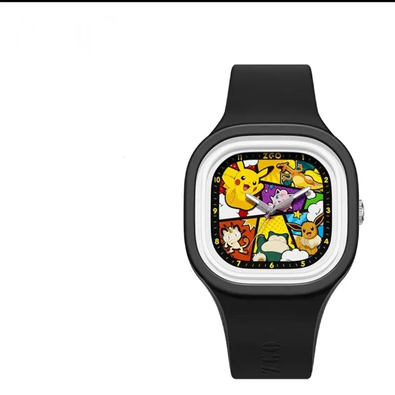 Pokémon Pikachu Cute Silicone Watch - Square Design, Fashionable Timepiece for Kids, Boys & Girls, Perfect Birthday Gift