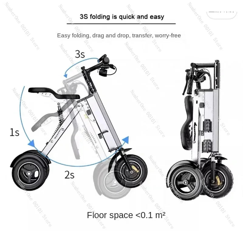 350W Lightweight Folding Electric Scooter – Parent & Child Three-Wheeled Ride