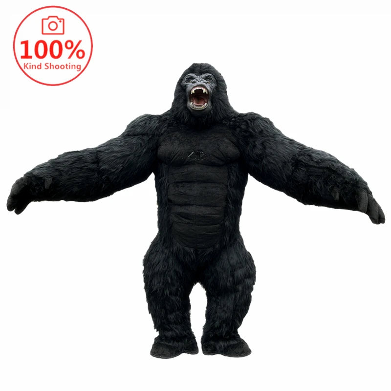 Gorilla Inflatable Costume Mascot: Adult Plush Furry Animal Halloween & Carnival Dress