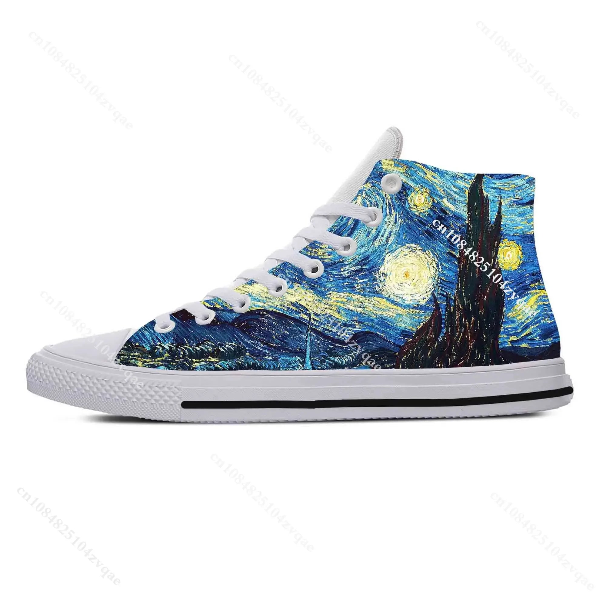 Van Gogh Starry Night Oil Painting High-Top Comfortable Sneakers