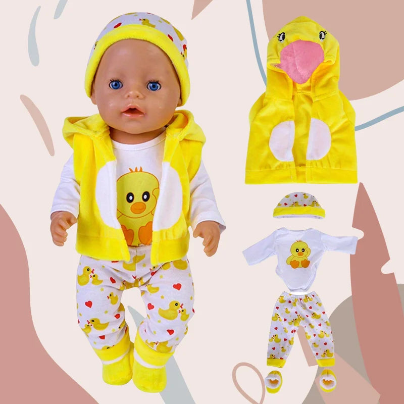 Warm Jumper Jumpsuit & Shoes Set for 17-18 Inch Baby Dolls