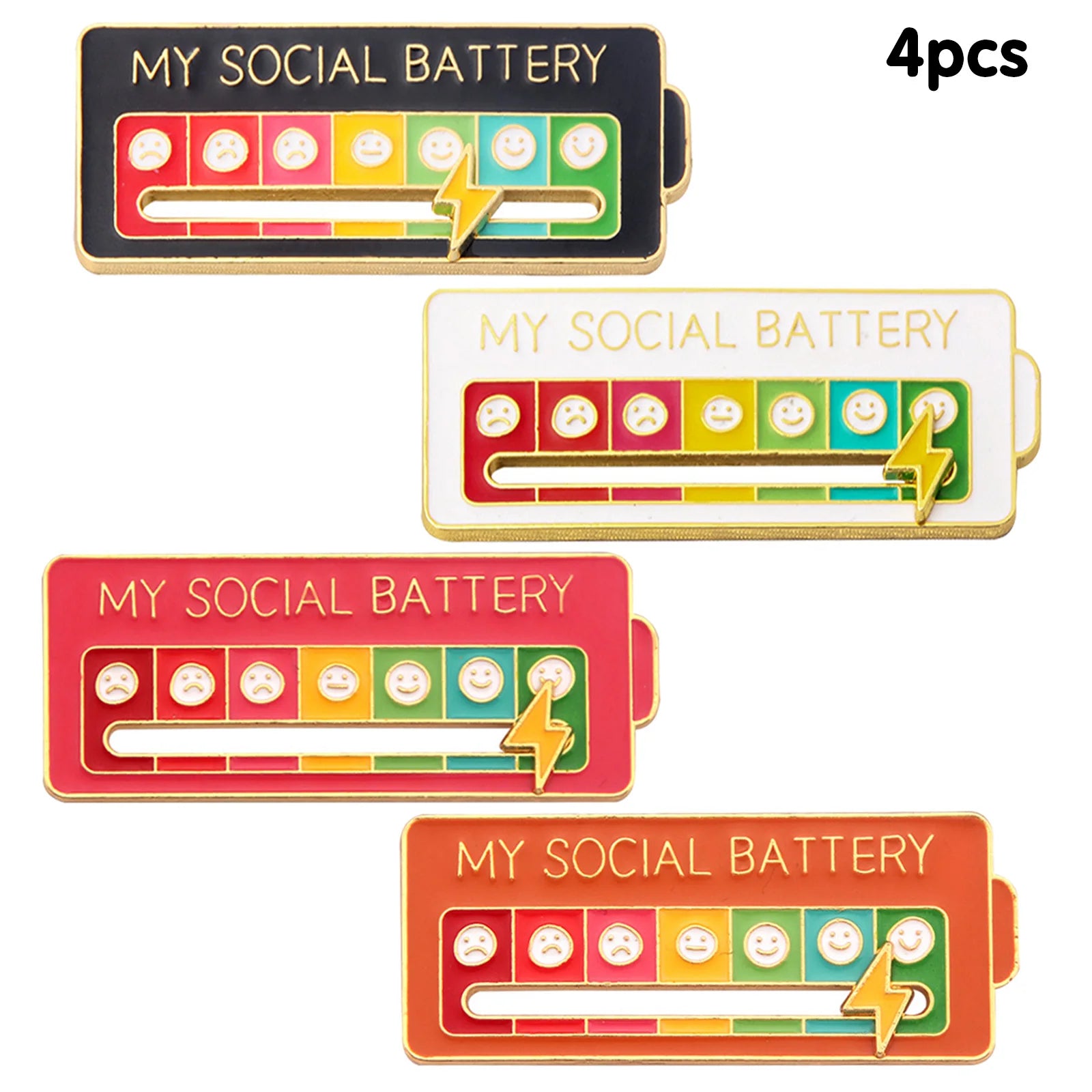 EmotionTrend Pins: Social Battery Mood Tracker Enamel Metal Brooch Badges