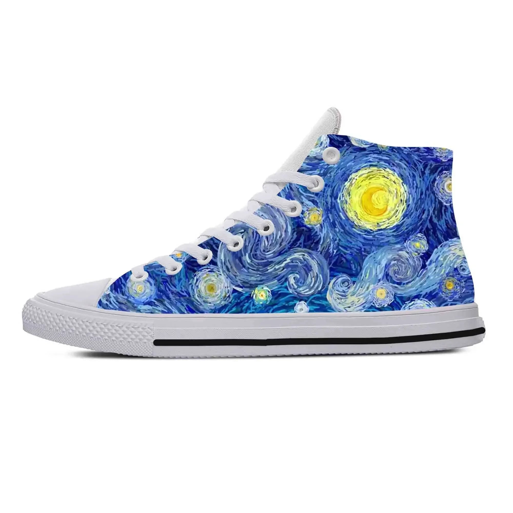 Van Gogh Starry Night Oil Painting High-Top Comfortable Sneakers