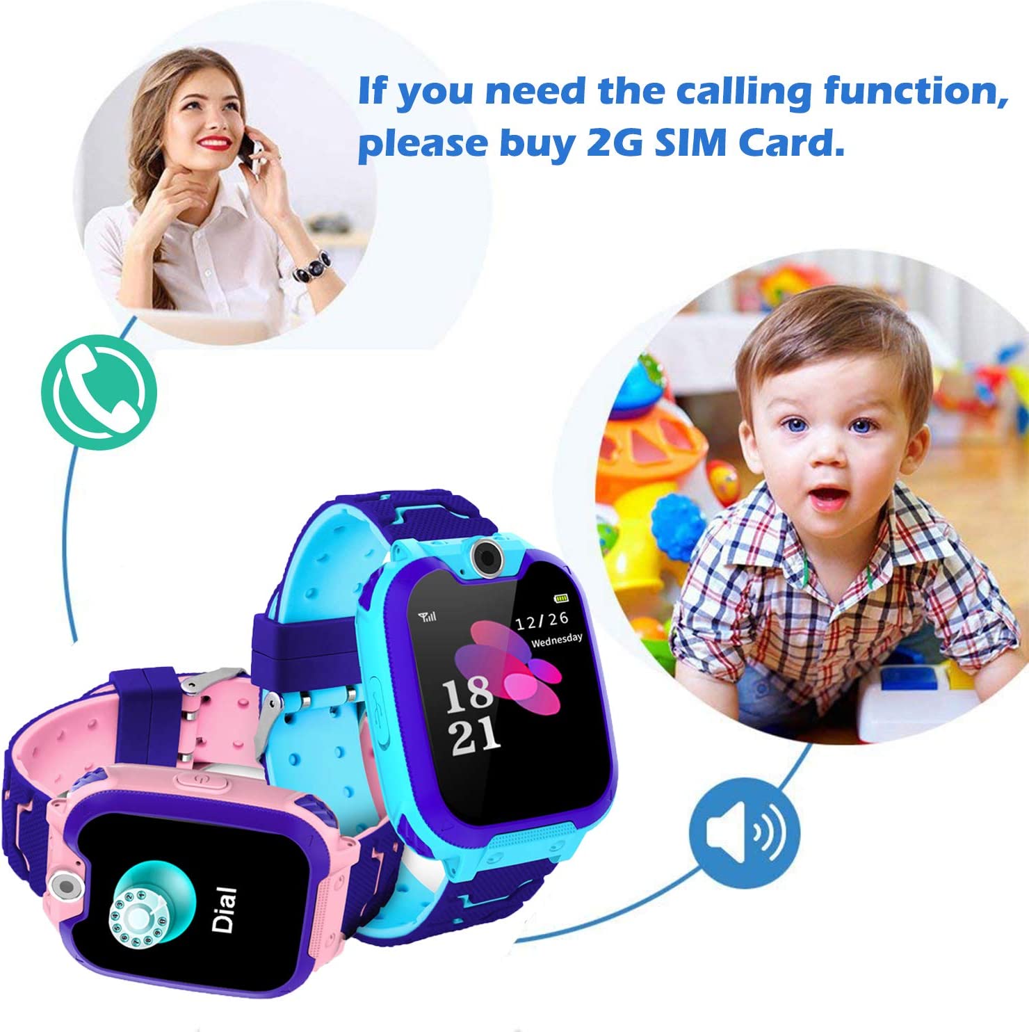 Kids HD Hardshell Touch Screen SOS Smartwatch