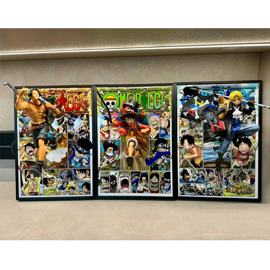 One Piece Luffy, Sabo, Ace Anime Figure Art Poster: Retro Decorative Wall Art