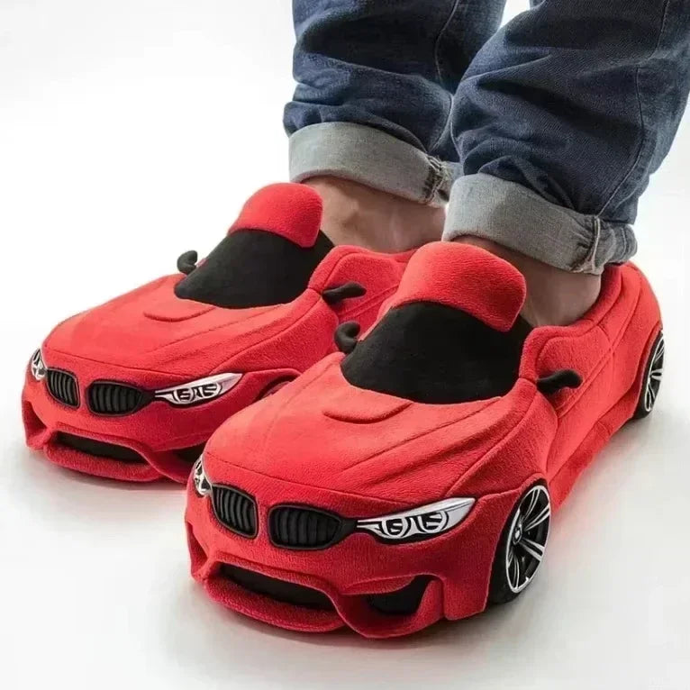BMW Porsche Racing Plush Slippers: Warm & Fun Car Slippers