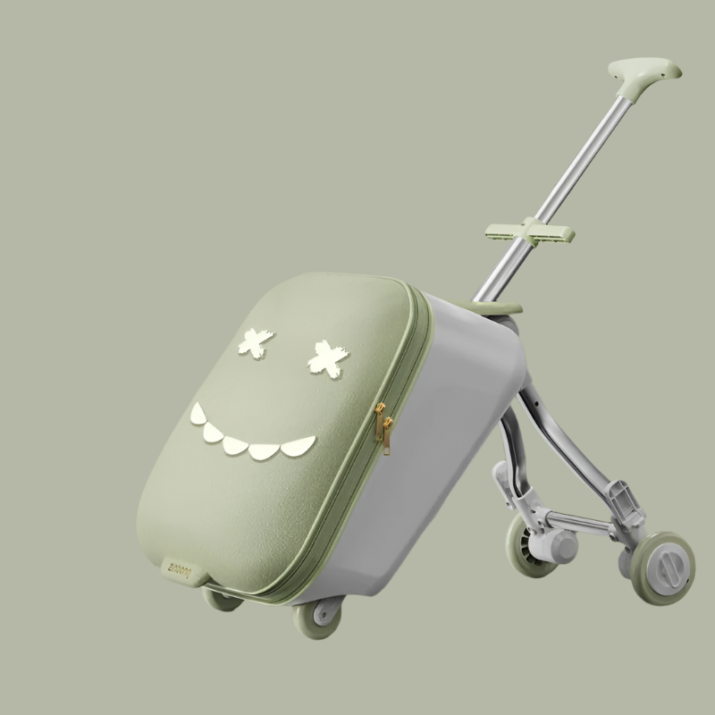 TravelTrek: Foldable Ride-On Trolley Luggage with Brake Wheels for Kids