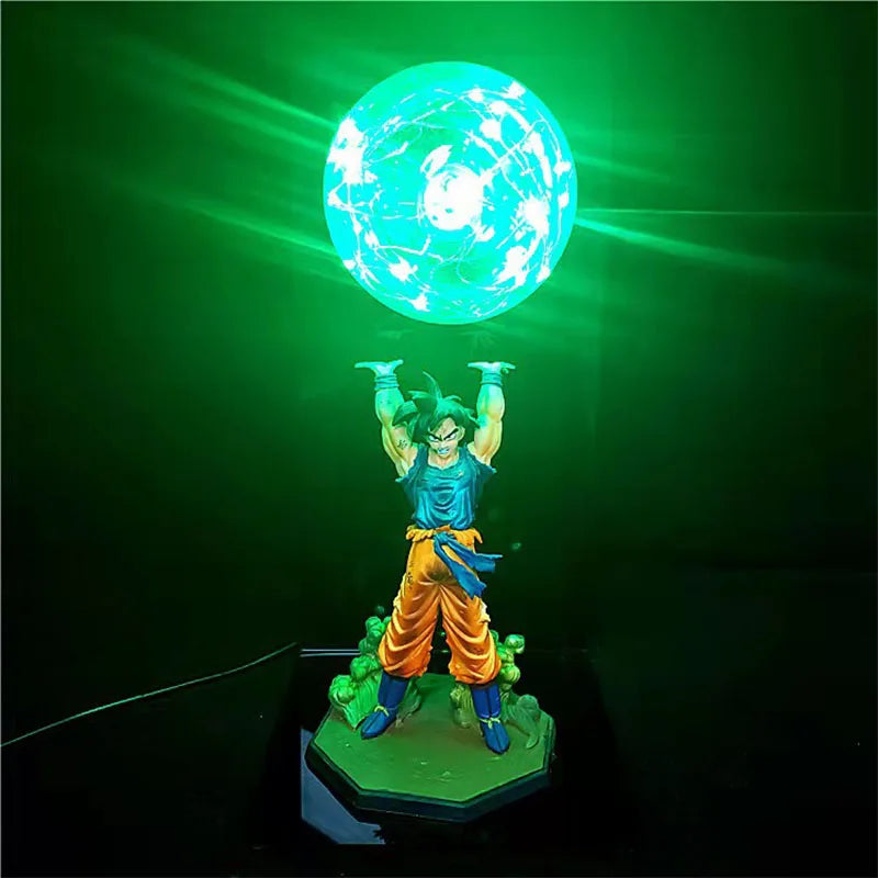 Dragon Ball Z Son Goku Action Figures: DIY Lamp Figure with Strength Bombs LED, Bedroom Decorative Collection Toys