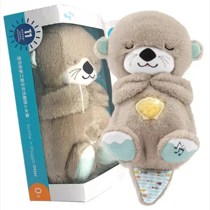 LullaOtter | Stitch: Breathing Otter Sleep and Playmate, Musical Stuffed Baby Plush Toy