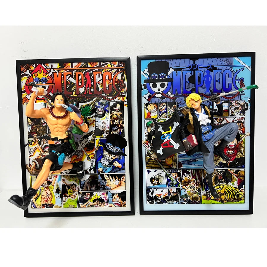 One Piece Luffy, Sabo, Ace Anime Figure Art Poster: Retro Decorative Wall Art