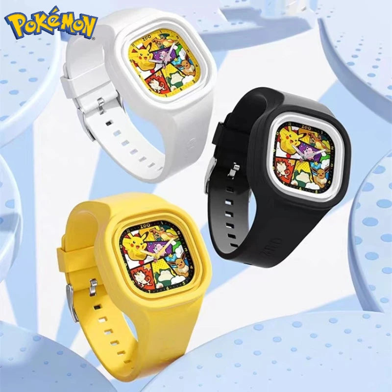 Pokémon Pikachu Cute Silicone Watch - Square Design, Fashionable Timepiece for Kids, Boys & Girls, Perfect Birthday Gift