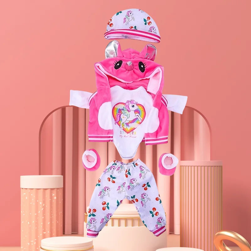 Warm Jumper Jumpsuit & Shoes Set for 17-18 Inch Baby Dolls