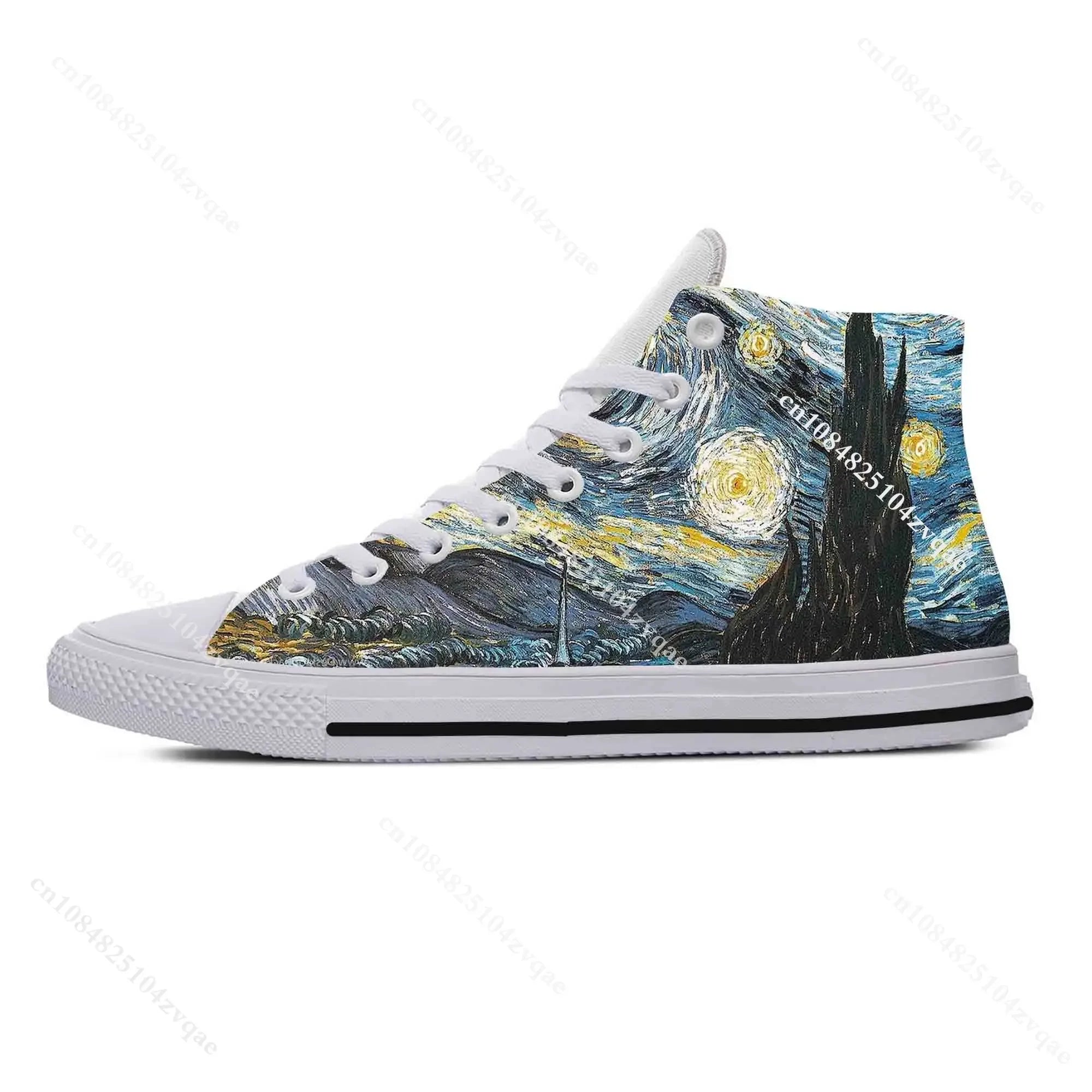 Van Gogh Starry Night Oil Painting High-Top Comfortable Sneakers