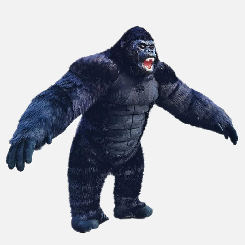 Gorilla Inflatable Costume Mascot: Adult Plush Furry Animal Halloween & Carnival Dress