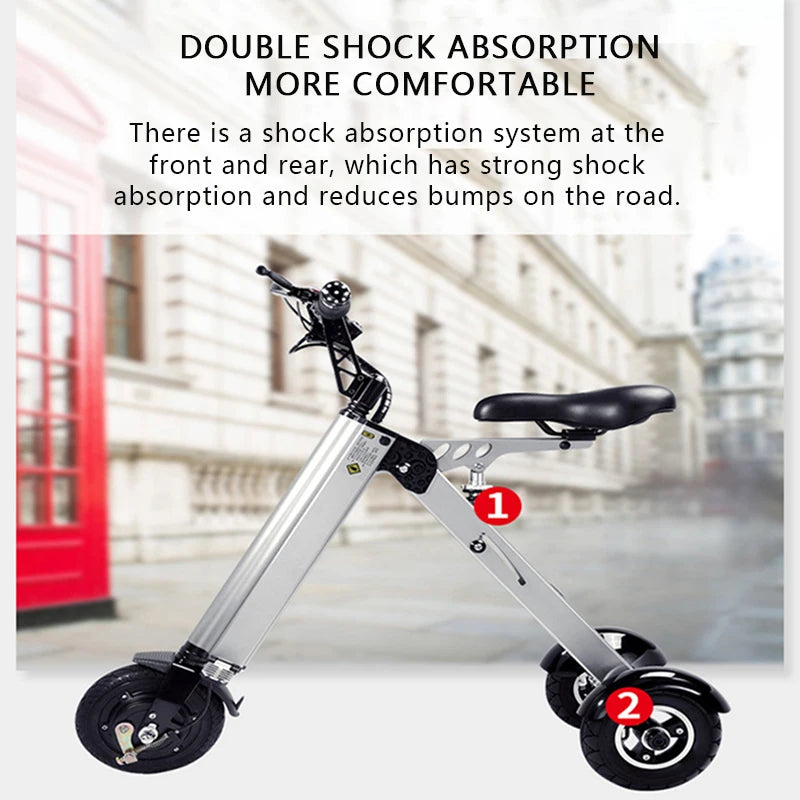 K7S Mini E-Bike | Foldable 3-Wheel Electric Scooter for Adults | 250W, 36V, 7.8Ah Intelligent Electric Bicycle