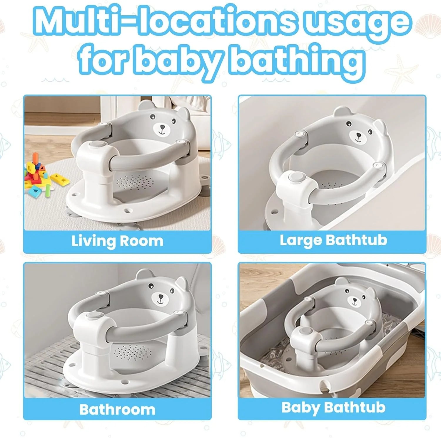 Adorable Bear Bath Seat: Safe, Non-Slip Fun for Babies 6 Months and Up
