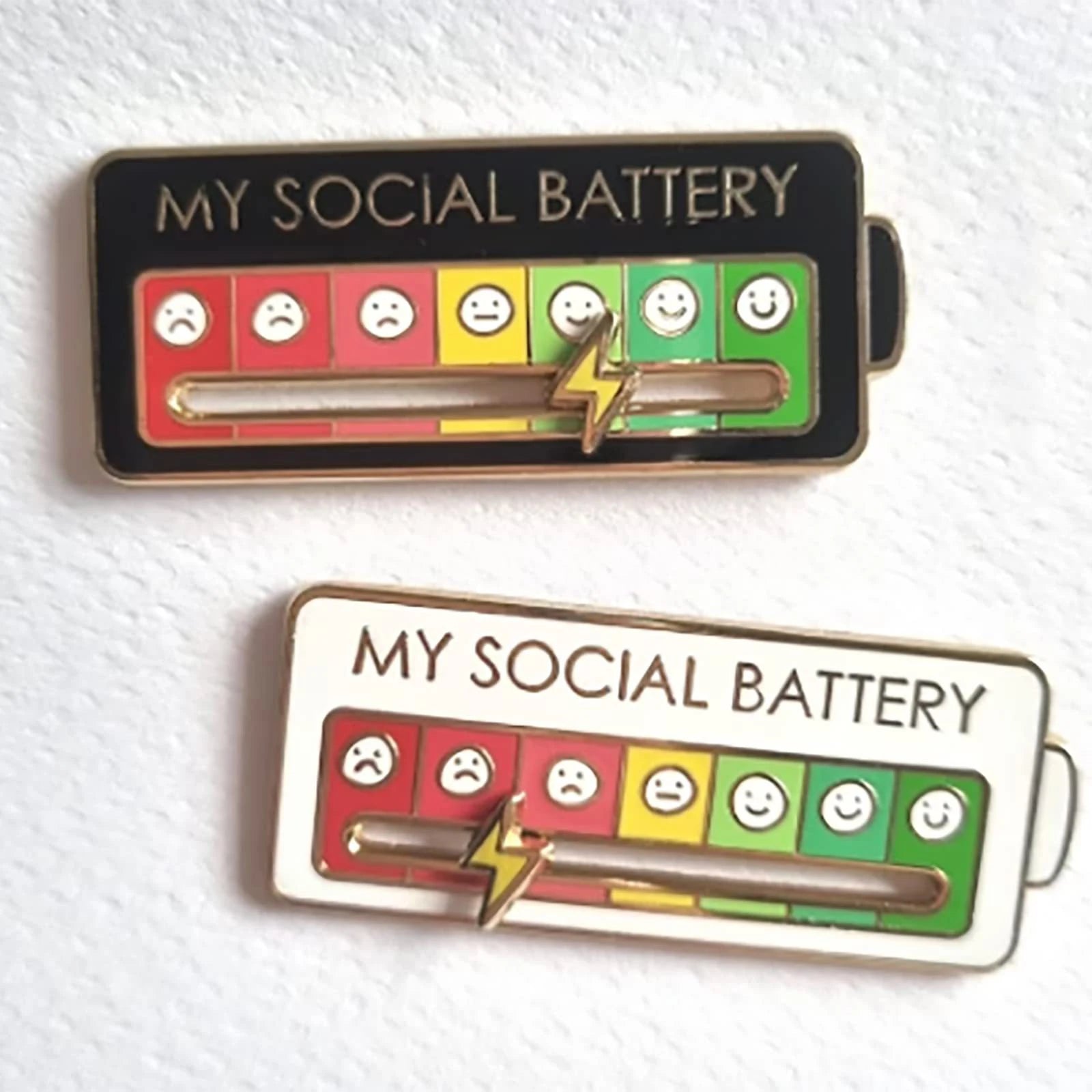 EmotionTrend Pins: Social Battery Mood Tracker Enamel Metal Brooch Badges