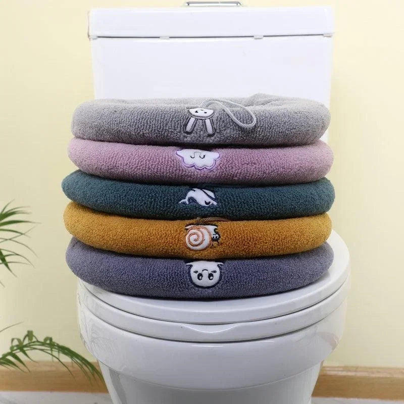 Thicker Bathroom Toilet Seat Cover Pads - Soft Warmer Toilet Seat Cushion Cover Stretchable Washable Cloth
