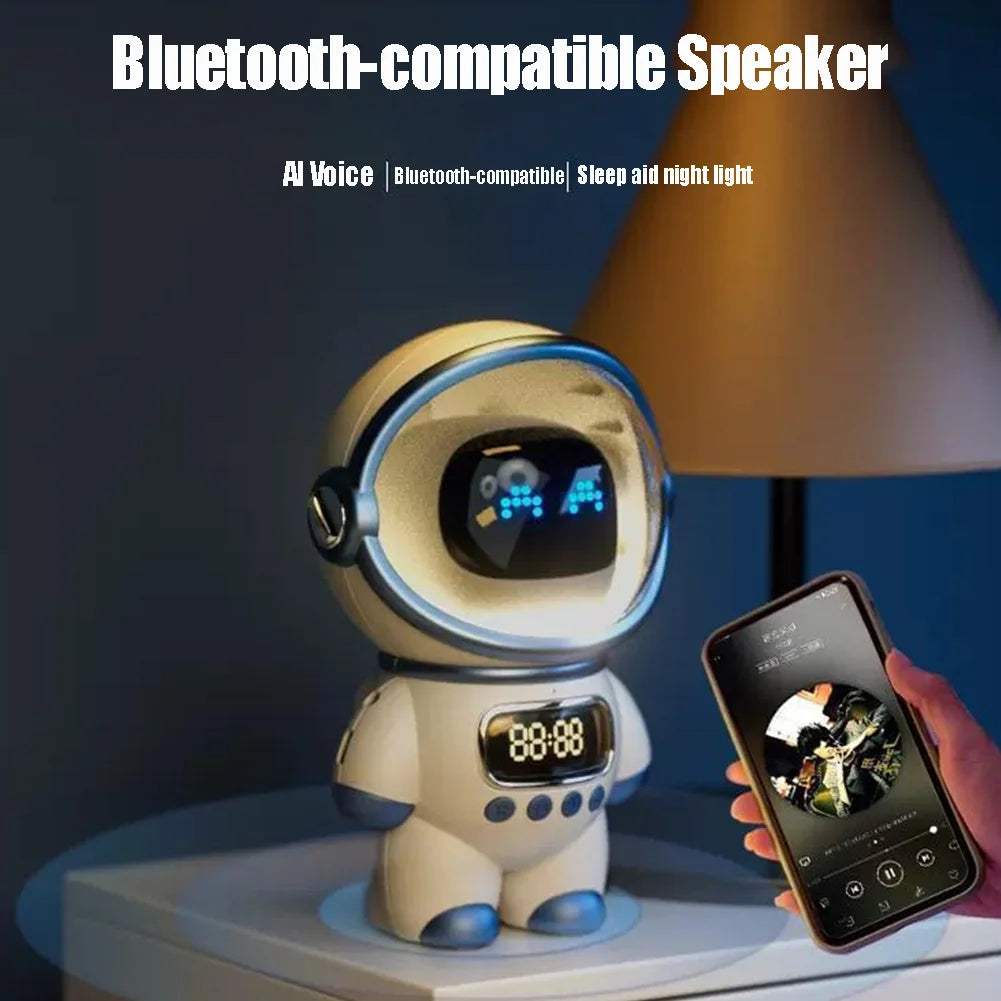 AstroSound Clock: Intelligent Astronaut Bluetooth 3D Speaker, Creative Digital Smart Alarm Clock with FM Radio, Electronic Sleeping Night Light Table Clock