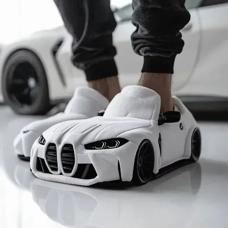 BMW Porsche Racing Plush Slippers: Warm & Fun Car Slippers