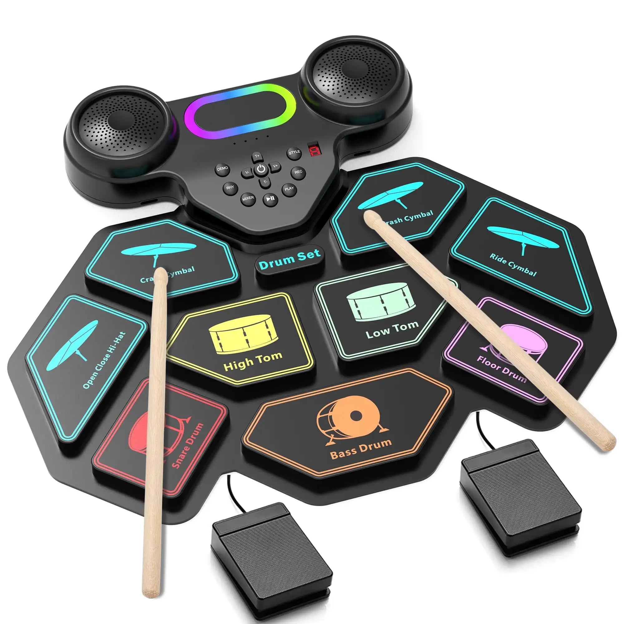9-Pad Portable Electronic Drum Kit