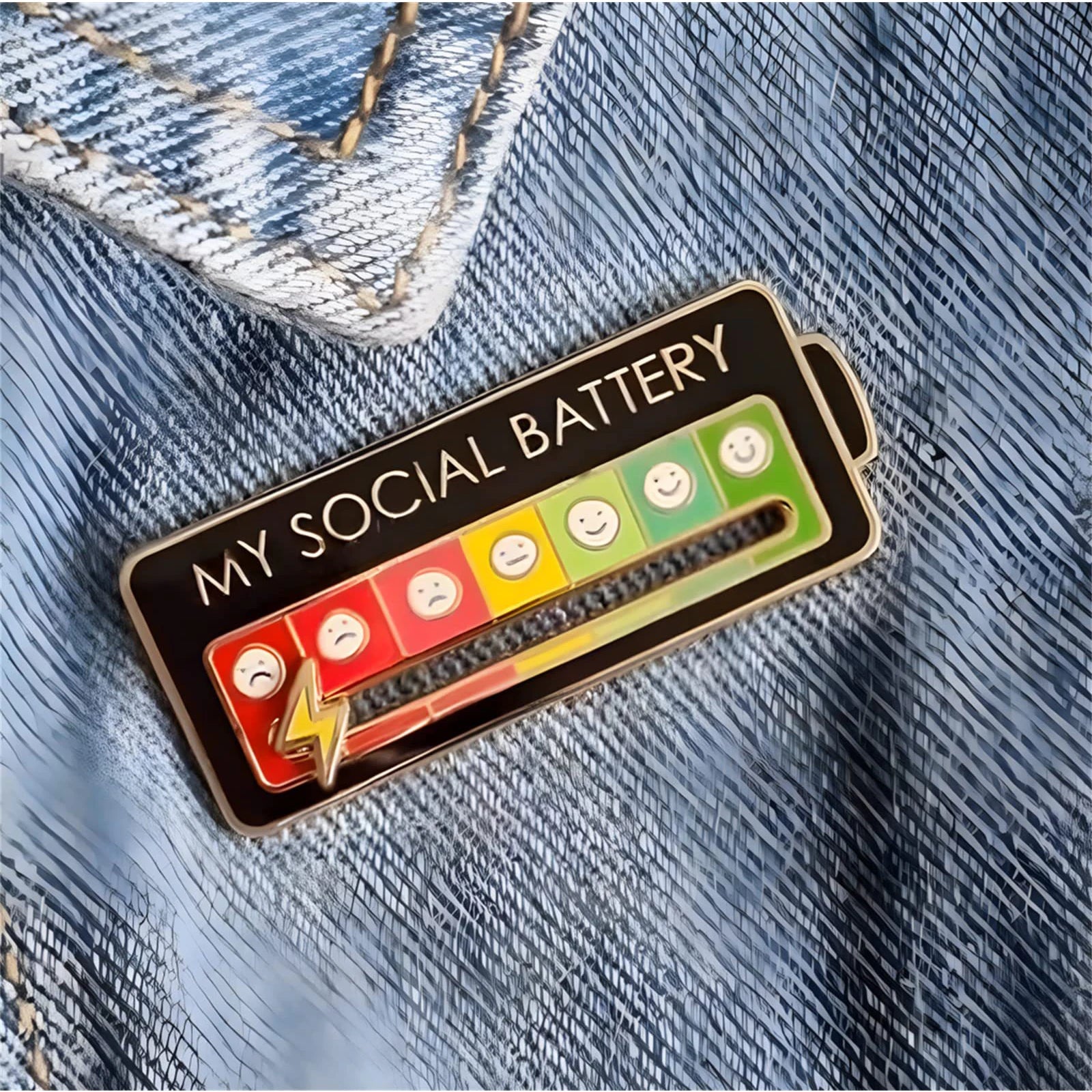 EmotionTrend Pins: Social Battery Mood Tracker Enamel Metal Brooch Badges