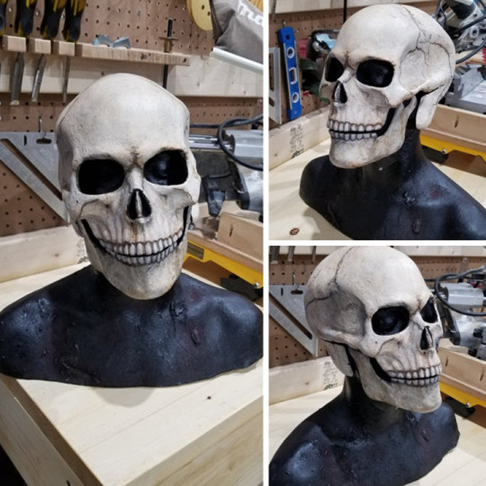 Halloween Movable Jaw Realistic Full Head Skull Mask