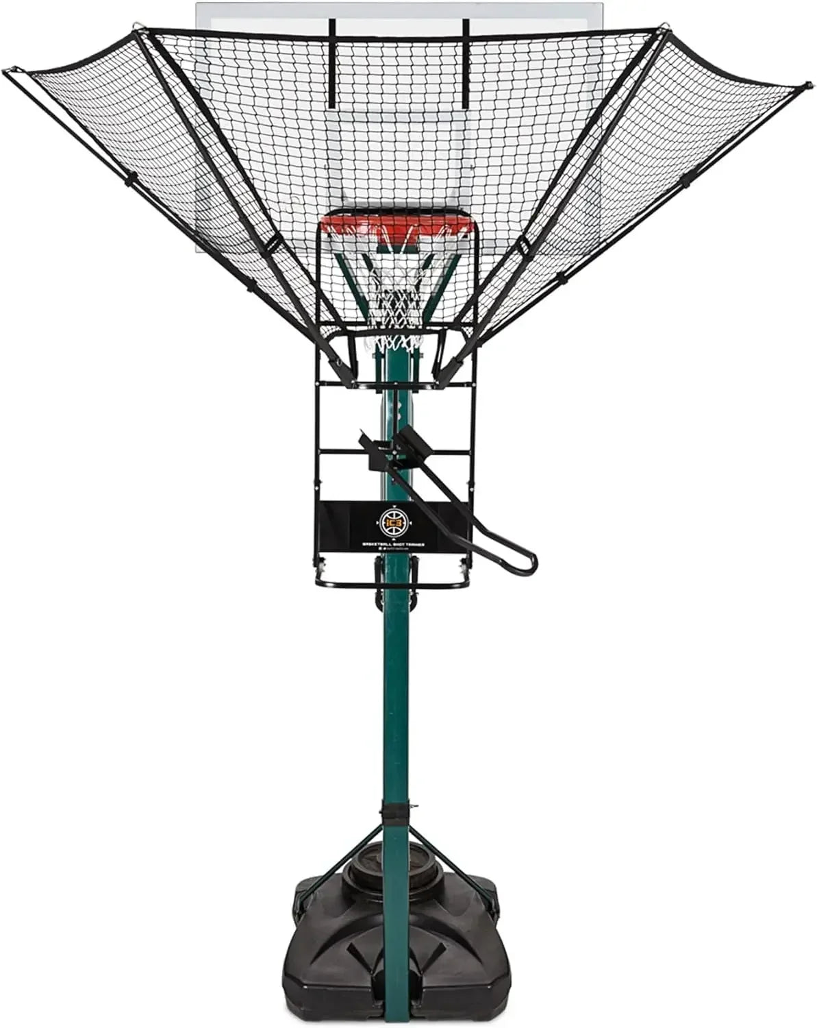 Basketball Rebounder Net Return System With Wall Mounted Hoops