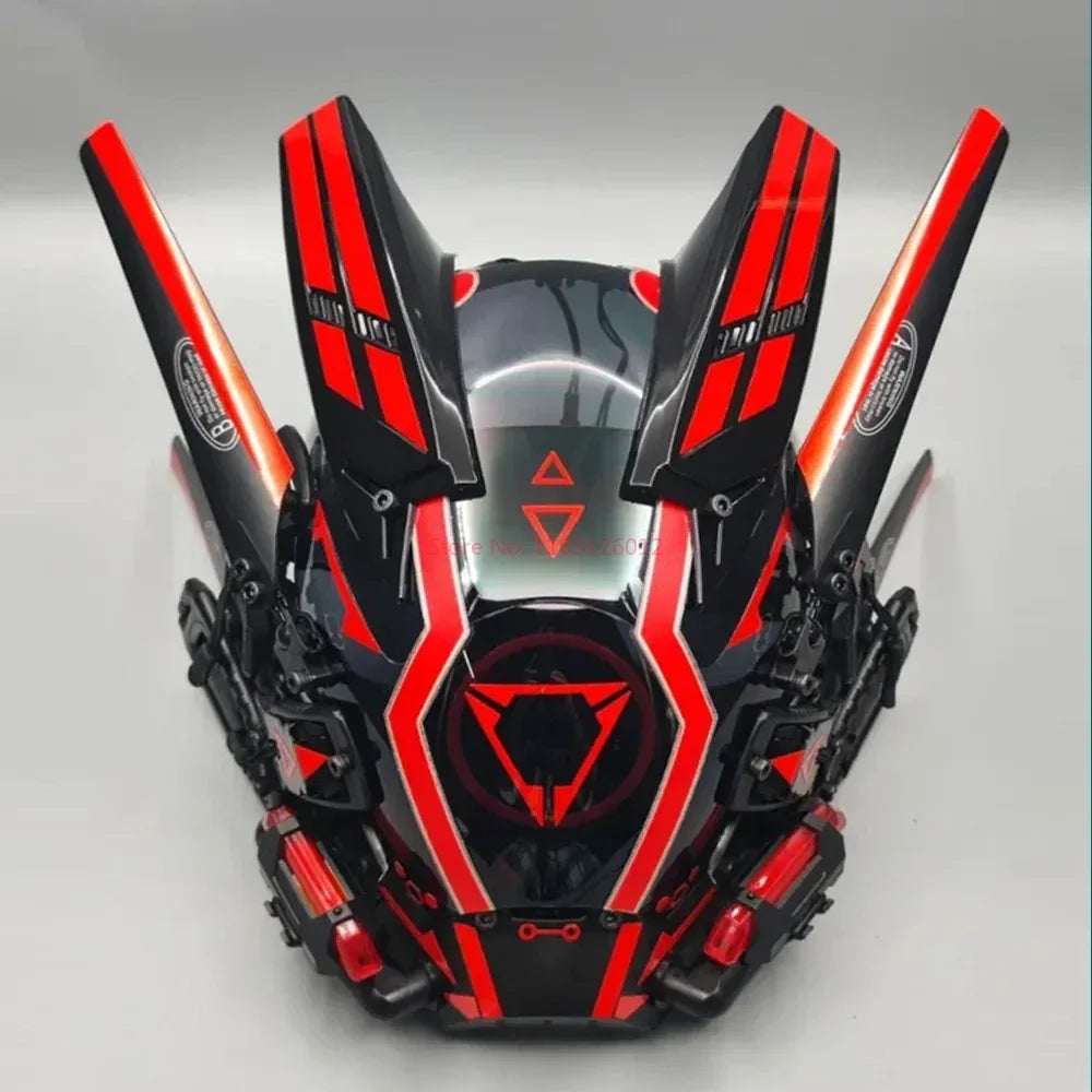 Cyberpunk Helmet Shinobi Mask: Robot Samurai Armor with LED Light